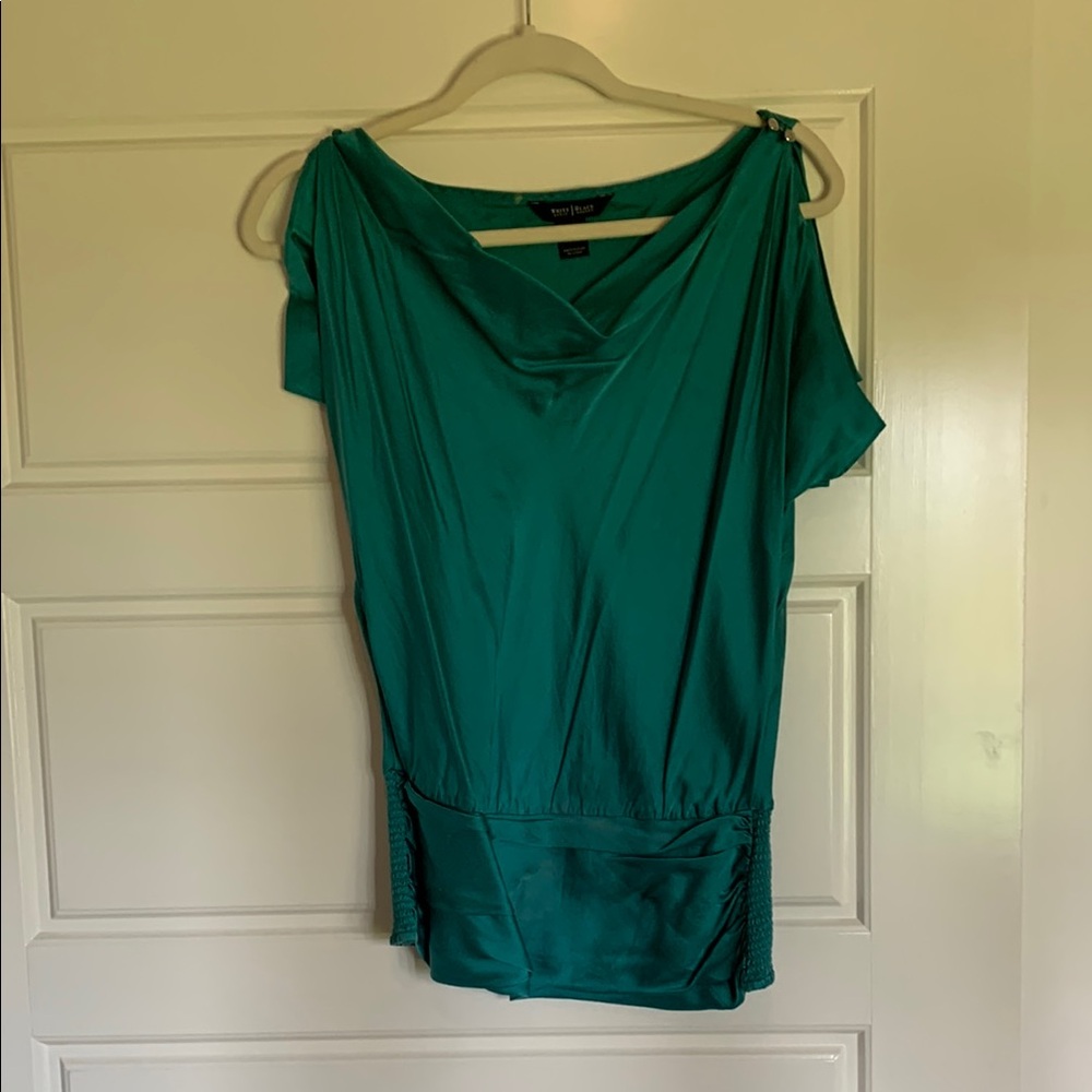 New York & Company Emerald Green Cowl Neck Top